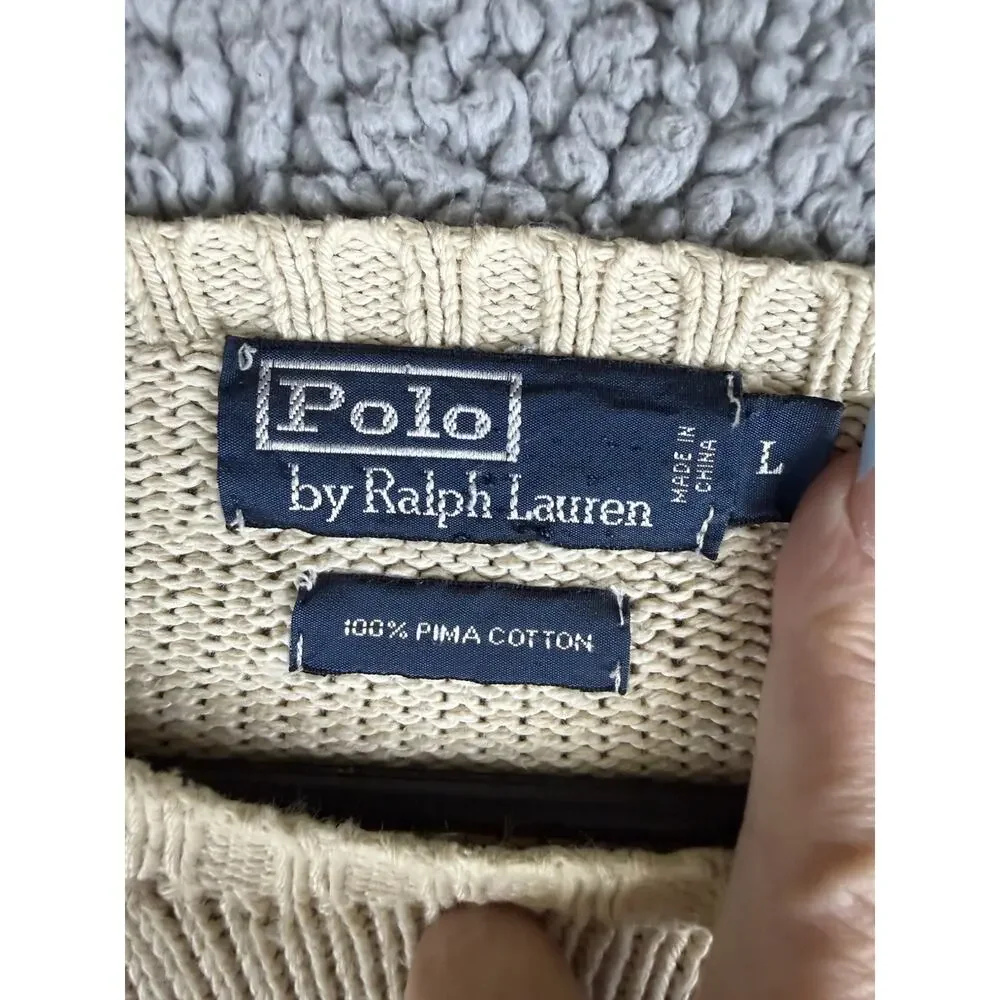 Vintage Polo Ralph Lauren Knit Sweater Crewneck Pima Cotton Mens Large